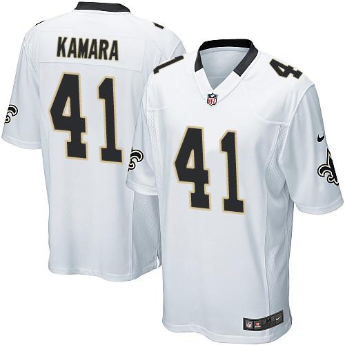 Nike Saints #41 Alvin Kamara White Youth Stitched NFL Elite Jersey - Click Image to Close